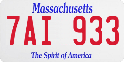 MA license plate 7AI933