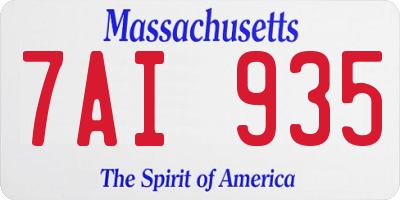 MA license plate 7AI935