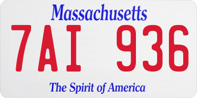 MA license plate 7AI936