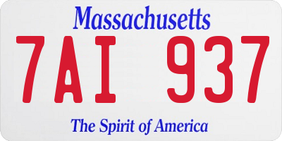 MA license plate 7AI937