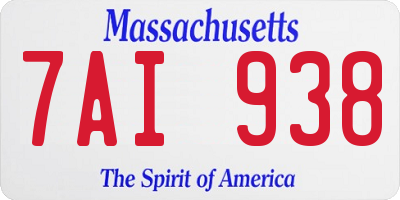 MA license plate 7AI938