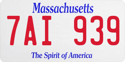 MA license plate 7AI939