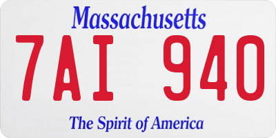 MA license plate 7AI940