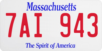 MA license plate 7AI943