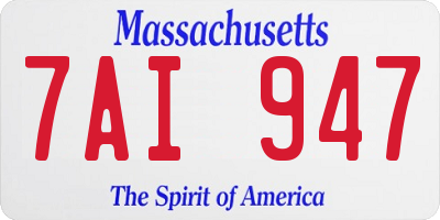 MA license plate 7AI947