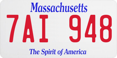 MA license plate 7AI948