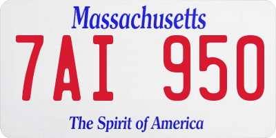 MA license plate 7AI950