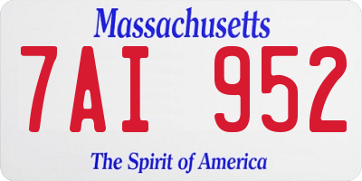 MA license plate 7AI952