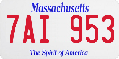 MA license plate 7AI953