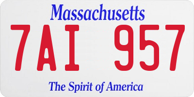 MA license plate 7AI957