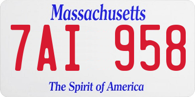 MA license plate 7AI958