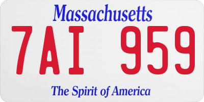 MA license plate 7AI959