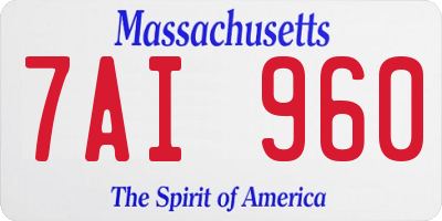 MA license plate 7AI960
