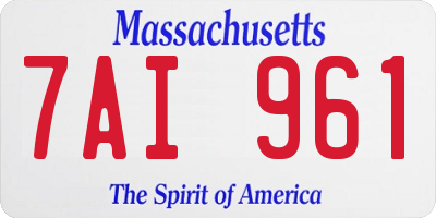 MA license plate 7AI961