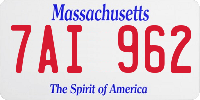 MA license plate 7AI962