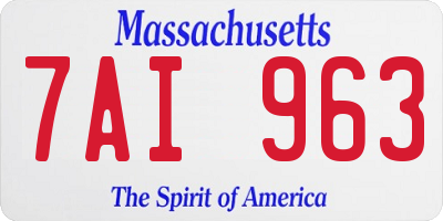 MA license plate 7AI963
