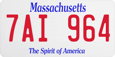 MA license plate 7AI964