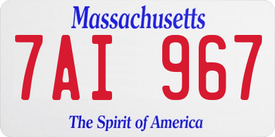 MA license plate 7AI967