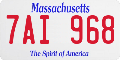 MA license plate 7AI968