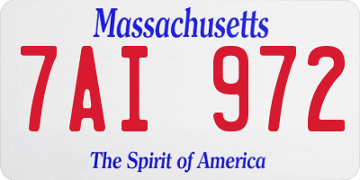 MA license plate 7AI972