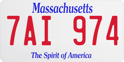 MA license plate 7AI974