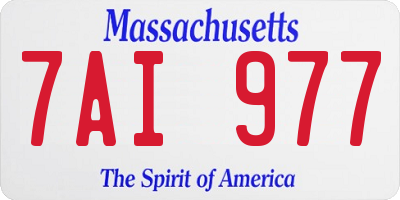MA license plate 7AI977