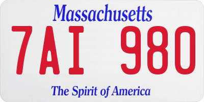 MA license plate 7AI980