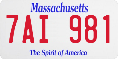 MA license plate 7AI981