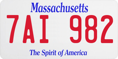 MA license plate 7AI982