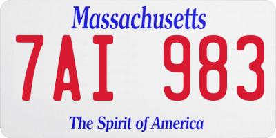 MA license plate 7AI983