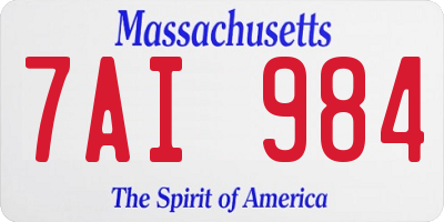 MA license plate 7AI984