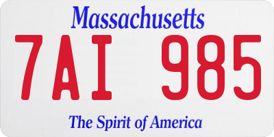 MA license plate 7AI985