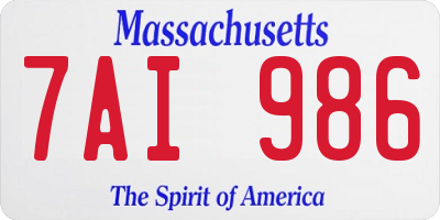 MA license plate 7AI986