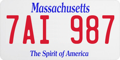 MA license plate 7AI987