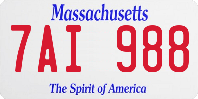 MA license plate 7AI988