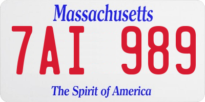 MA license plate 7AI989