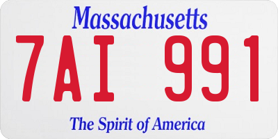 MA license plate 7AI991