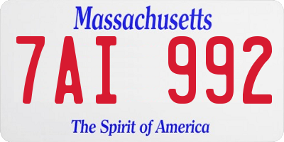 MA license plate 7AI992