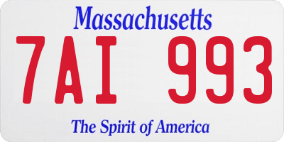 MA license plate 7AI993
