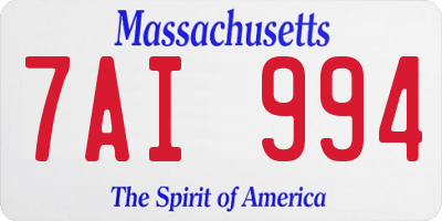 MA license plate 7AI994