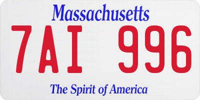 MA license plate 7AI996