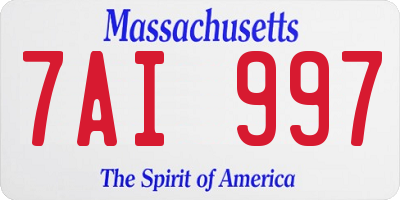 MA license plate 7AI997