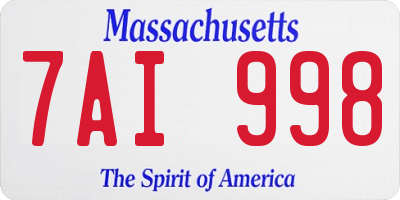 MA license plate 7AI998