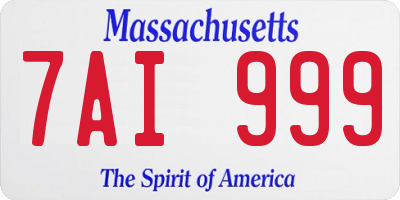 MA license plate 7AI999
