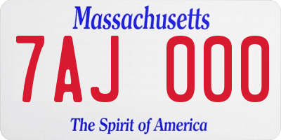 MA license plate 7AJ000