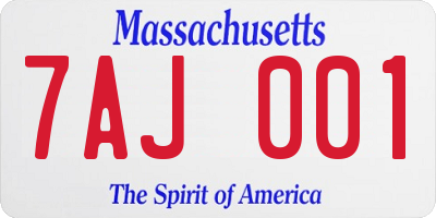 MA license plate 7AJ001