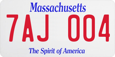 MA license plate 7AJ004