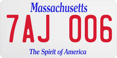 MA license plate 7AJ006