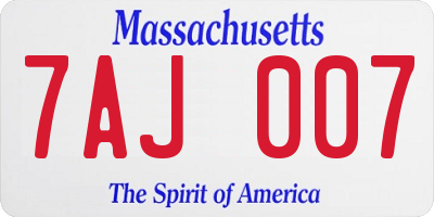MA license plate 7AJ007