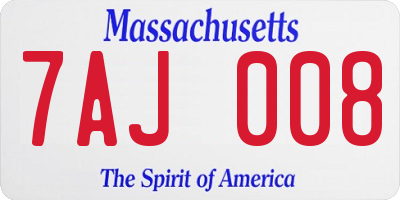 MA license plate 7AJ008
